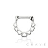 ENGRAVED MULTI HEART FILIGREE SEPTUM HINGED CLICKER